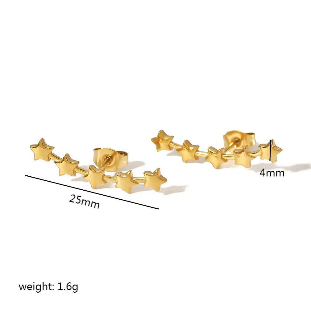 1 Pair Simple Style Star Shape Stainless Steel 18K Gold Plated Women's Stud Earrings Picture2